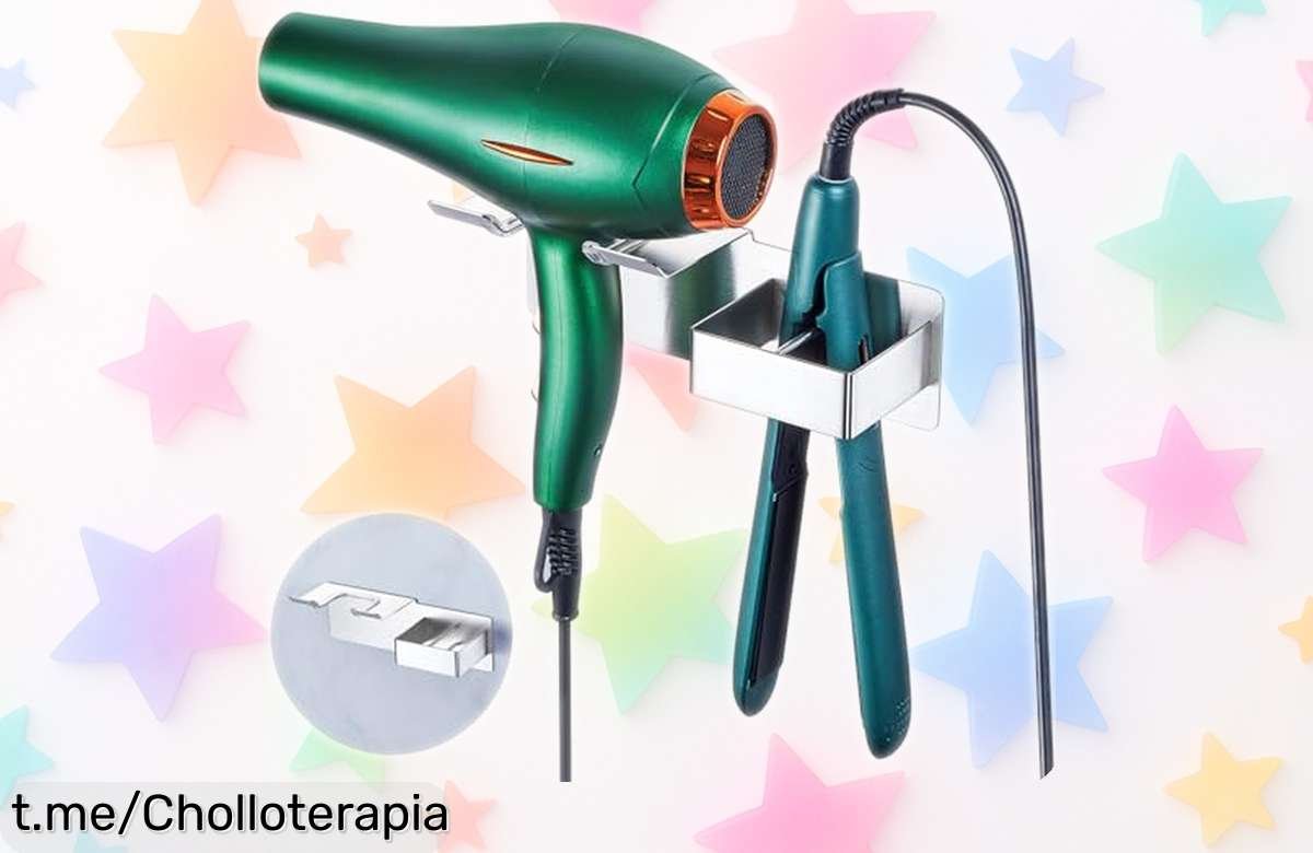 Soporte autoadhesivo para secador y plancha LOXSUN, nunca antes visto: ofrece resistencia extrema al mejor precio y cuida tus aparatos. ¡No dejes pasar este ofertón que te va a encantar!