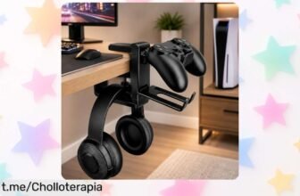 Soporte giratorio para auriculares con giro 360°, ¡el lugar perfecto para tus auris a un precio de escándalo! No te quedes sin el tuyo y ahorra espacio en tu mesa ya mismo.