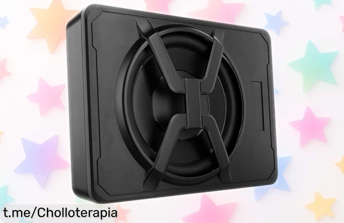 Subwoofer activo de 10 Realdio con luces azules y graves potentes a un precio loco, ¡no te lo puedes perder y dale vida a tu música ya!