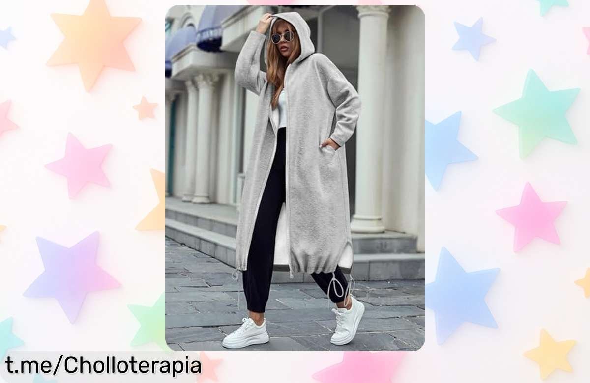 Sudadera oversize con capucha y cremallera ajustable, un ofertón para lucir estilo sin complicaciones. ¡No dejes pasar esta oportunidad única!