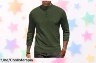 Suéter de punto con cuello alto y botones COOFANDY: aprovecha este ofertón inigualable antes de que se acabe, viste con estilo sin romper el banco y atrévete a ser diferente.