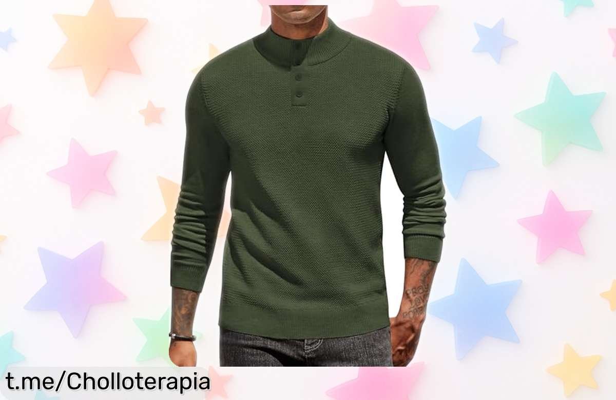 Suéter de punto con cuello alto y botones COOFANDY: aprovecha este ofertón inigualable antes de que se acabe, viste con estilo sin romper el banco y atrévete a ser diferente.
