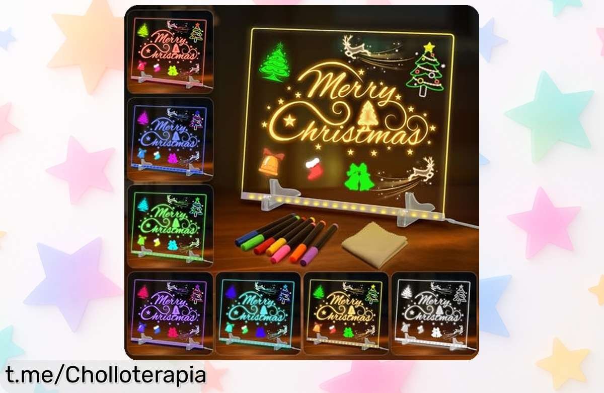 Tablero acrílico luminoso con mensaje LED en 7 colores y bolígrafo, ¡precio de escándalo que transforma tus notas en arte, no te quedes sin el tuyo!