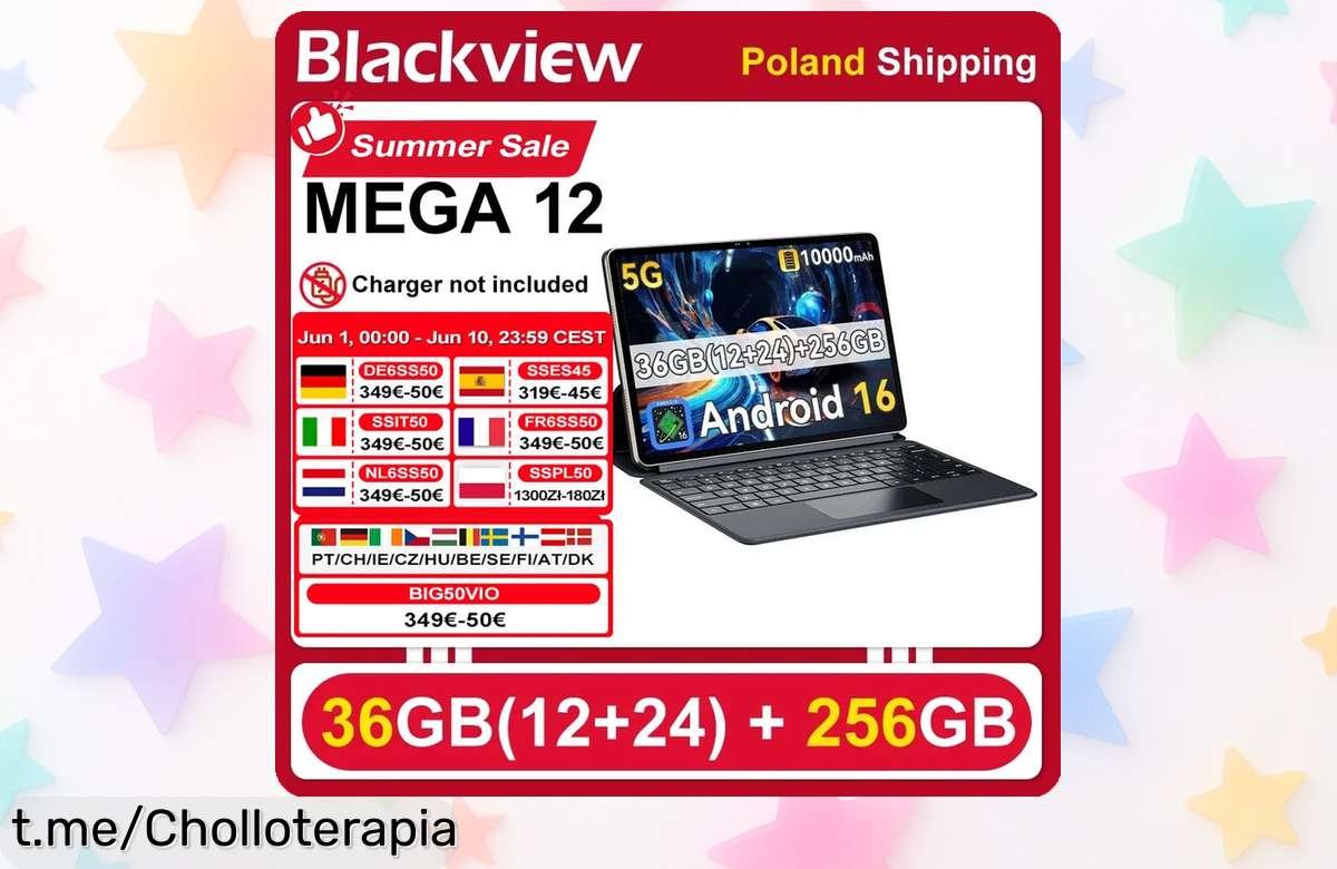 Tableta Blackview MEGA 12 con pantalla gigante de 120 Hz y 12GB de RAM, ahora a un precio rebajado que te dejará sin palabras; ¡no te quedes sin ella y disfruta cada instante!