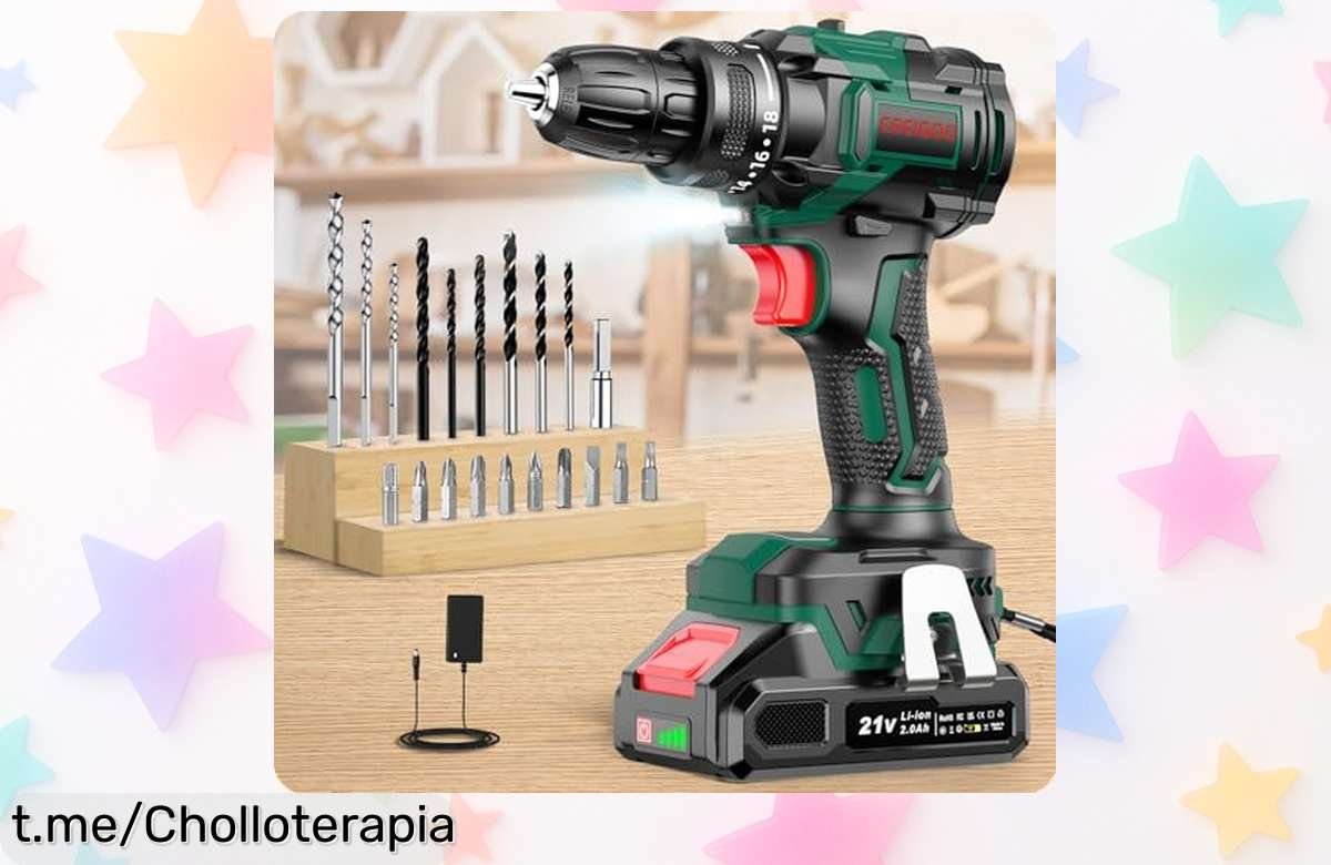 Taladro atornillador inalámbrico con motor sin escobillas y 20 accesorios: ¡rebajado y listo para tus proyectos, no dejes pasar esta oportunidad única!