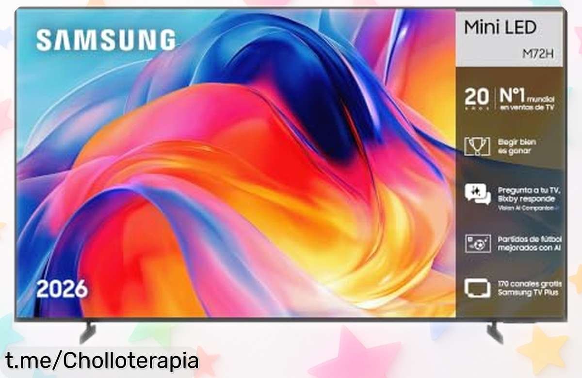 Televisión gigante Samsung M72H Mini LED 75” con calidad 4K y más de 170 canales gratis, ahora a un precio regalado que no te puedes perder para disfrutar al máximo en casa.