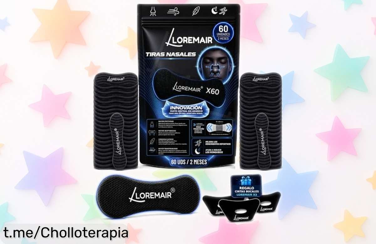 Tiras nasales para dormir y respirar mejor Loremair, ¡60 unidades por un precio brutal! Mejora tu descanso hoy mismo con este chollazo irresistible que no se repetirá.