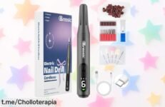 Torno eléctrico profesional para uñas Breosic con 12 brocas y 35000 RPM, ¡rebaja brutal! Aprende a maniobrar como una experta y ahorra en manicura con este super chollo.