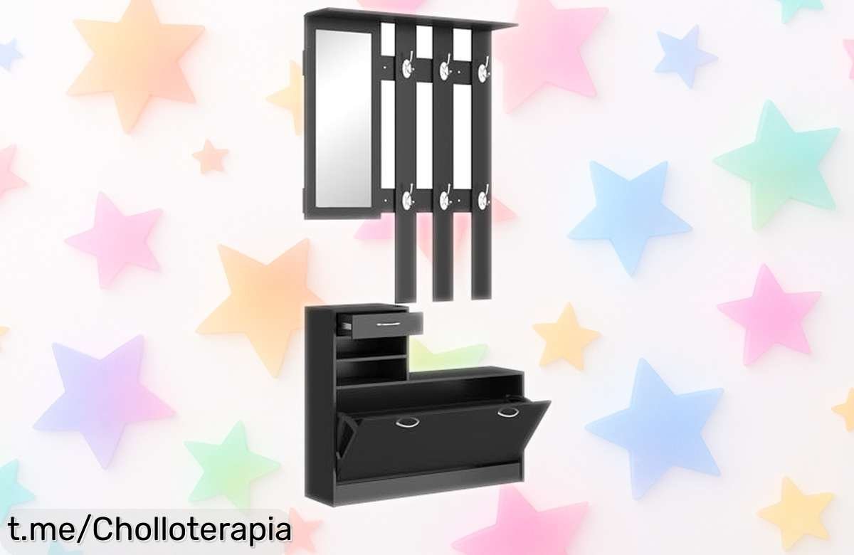 Transforma tu entrada con este conjunto recibidor HOMCOM, espejo y perchero en un solo chollo para tener todo ordenado: ¡aprovéchalo ya antes de que se acabe!