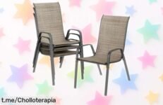 Transforma tu terraza con el pack de 4 sillas apilables LIFERUN, un ofertón irresistible para disfrutar del aire libre y relajarte sin gastar una fortuna.