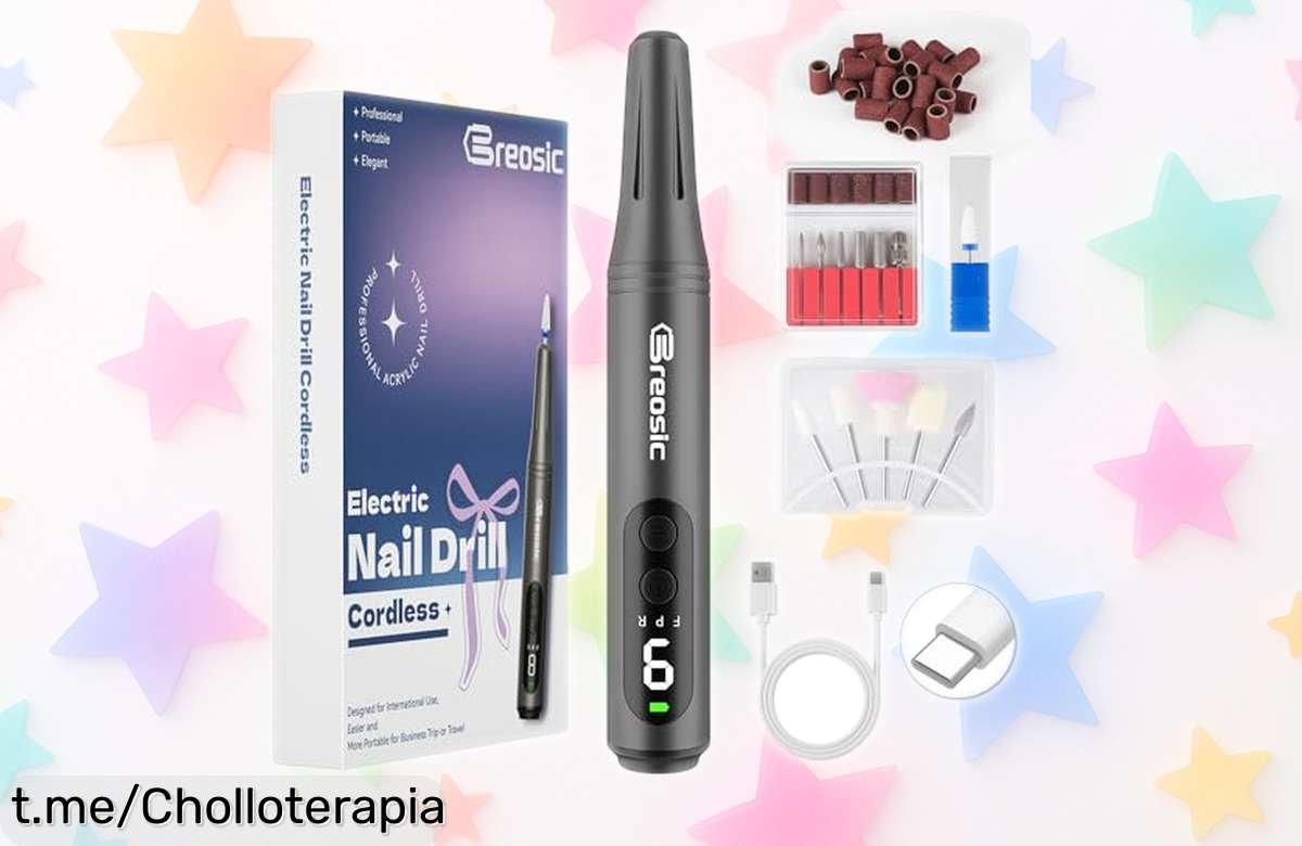 Transforma tus uñas con el torno eléctrico Breosic: 12 brocas, 9 velocidades y un precio rebajado que es una locura, ¡no te quedes sin el tuyo y deslumbra!
