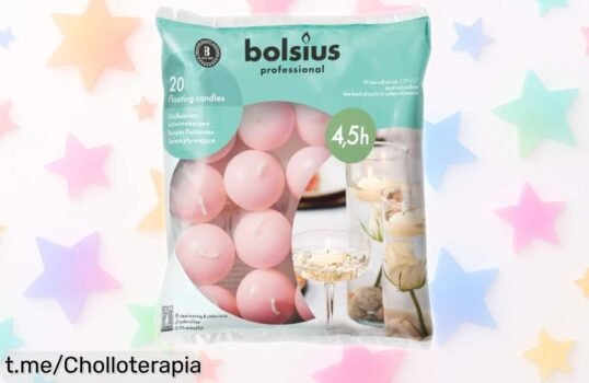 Velas flotantes Bolsius en pack de 20 para dar un aire pastel a tu hogar, ahora con rebajo increíble ¡Disfruta de horas sin humo ni mancha antes de que se acabe!