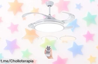 Ventilador de techo con luz LED regulable y 3 aspas retráctiles, un ofertón espectacular para estar fresquito sin moverte nunca más. ¡No te lo pierdas!