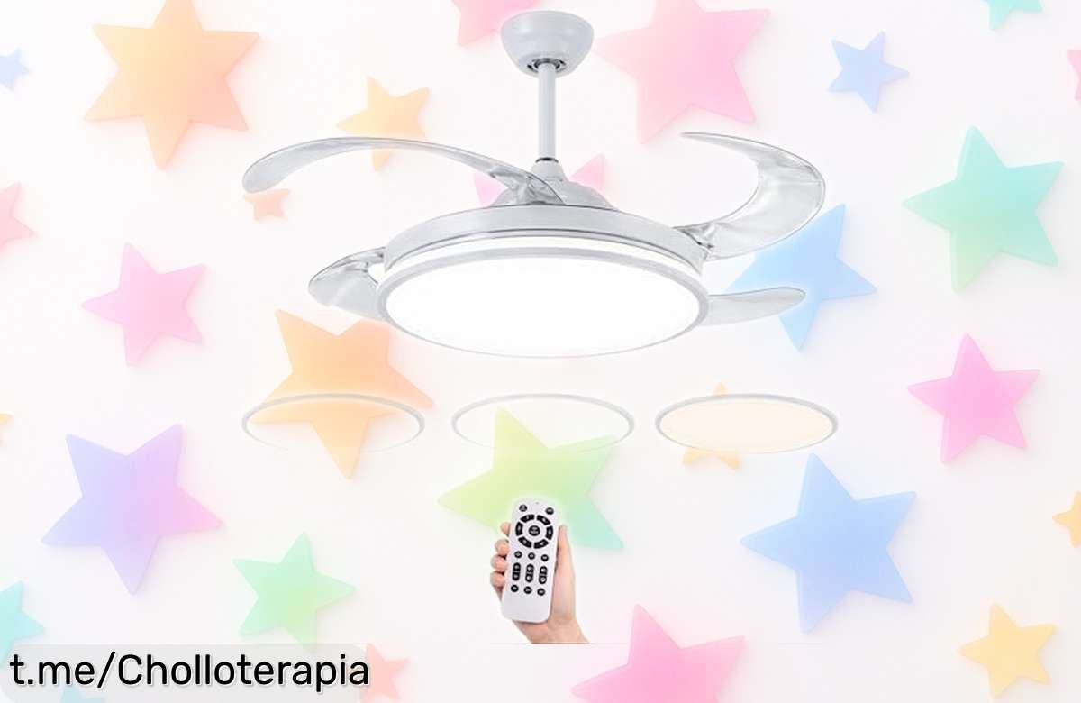 Ventilador de techo con luz LED regulable y 3 aspas retráctiles, un ofertón espectacular para estar fresquito sin moverte nunca más. ¡No te lo pierdas!