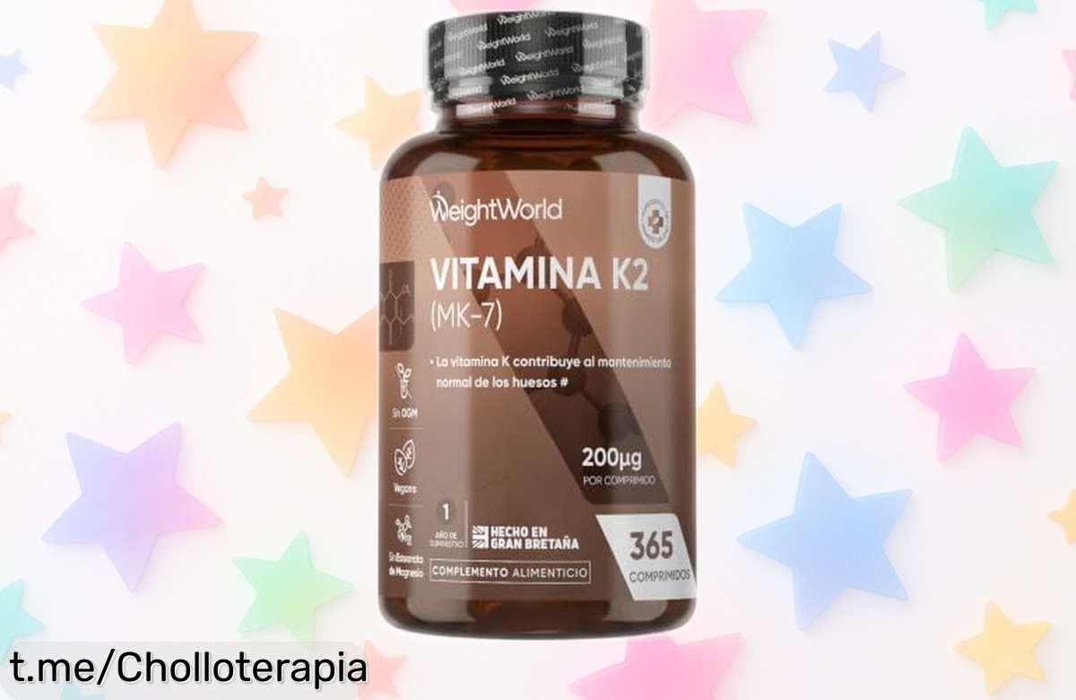 Vitamina K2 MK7 pura y vegana para cuidar tus huesos. ¡Aprovecha este precio loco por 365 dosis y cuida tu salud un año entero! No dejes pasar esta oportunidad única.