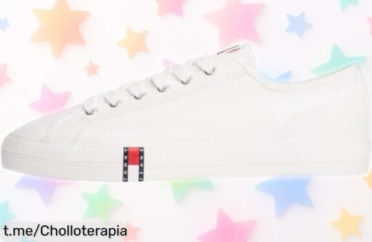 Zapas Tommy Jeans Canvas Sneaker para mujer con rollo 90s: ¡no te puedes perder este ofertón que hará deslumbrar tu estilo! ¿Te atreves a lucirlas?