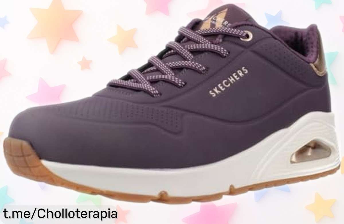Zapatillas de cuña Skechers UNO Shimmer Away a precio ridículo, no dejes pasar la oportunidad de brillar con cada paso y lucir un estilo único ¡Cómpralas ya!