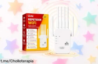 Repetidor WiFi N300 con 6 antenas para ampliar señal hasta 120m², ¡super chollo que te mantiene conectado donde quieras en casa! No dejes escapar esta oportunidad.