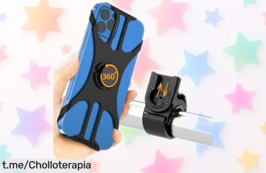 Soporte para móvil Rouclo que gira 360º y se agarra firme al manillar, ahora a un precio locazo; mantén tus rutas siempre a la vista sin preocuparme de nada, no te lo puedes perder.